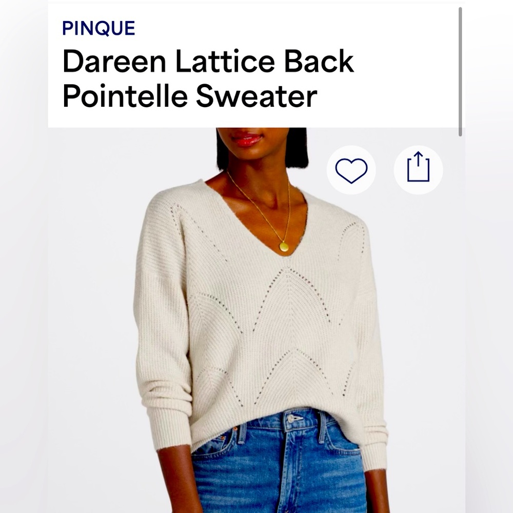 Stitch Fix PINQUE
Dareen Lattice Back
Pointelle Sweater size xs